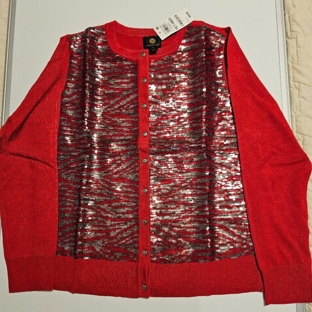 JM Collection Women's Long Sleeve Button Down Sweater size Petite Med